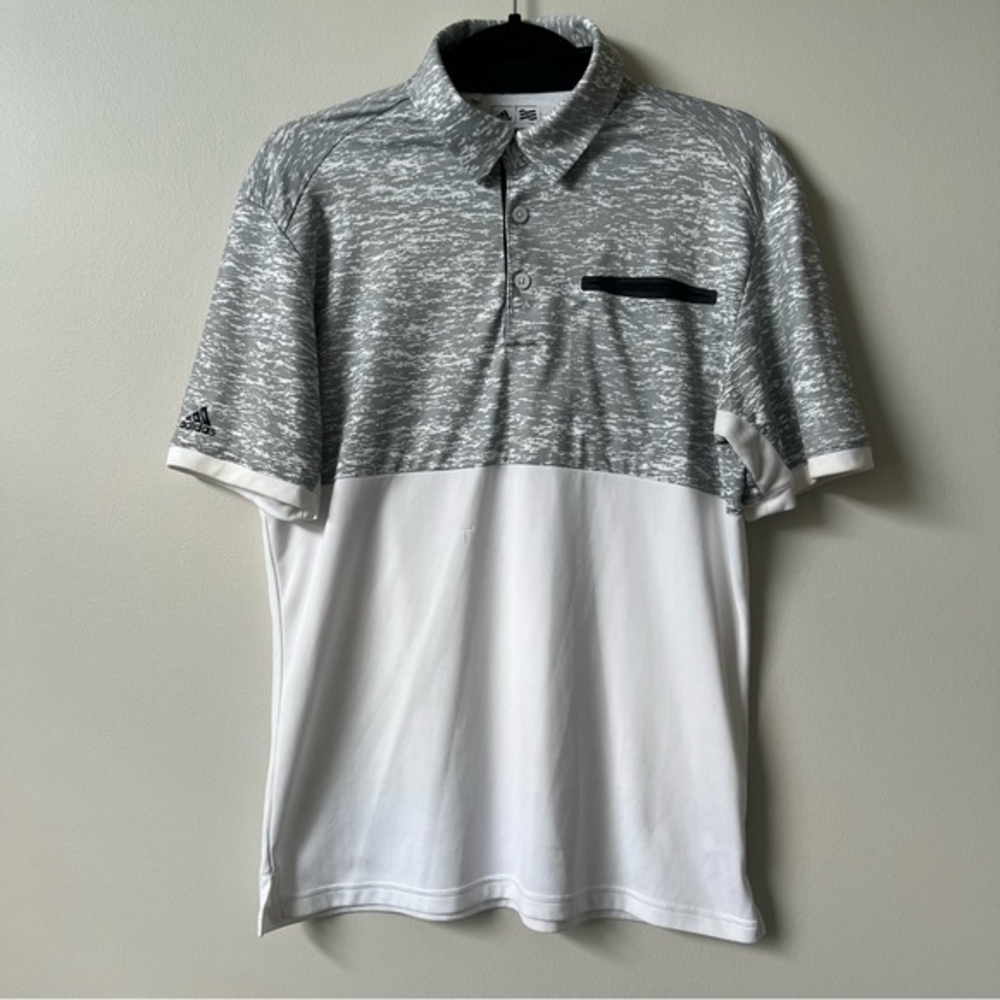 Adidas Climacool‎ Color-block Gray/White/Black Polo Collared Shirt